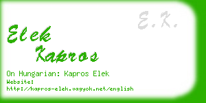 elek kapros business card